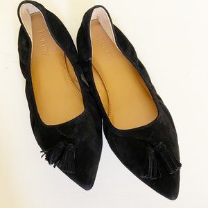 J. Crew 'Lottie' Black Suede Ballet Flats